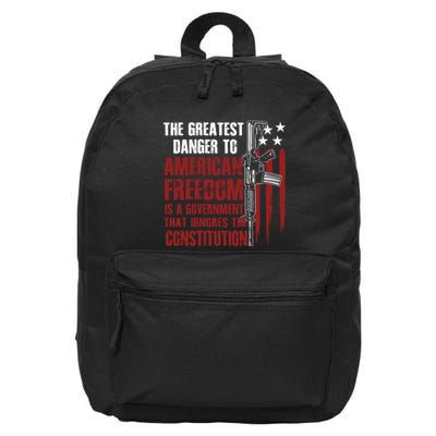 Gun Usa Flag American Freedom Funny Government 16 in Basic Backpack