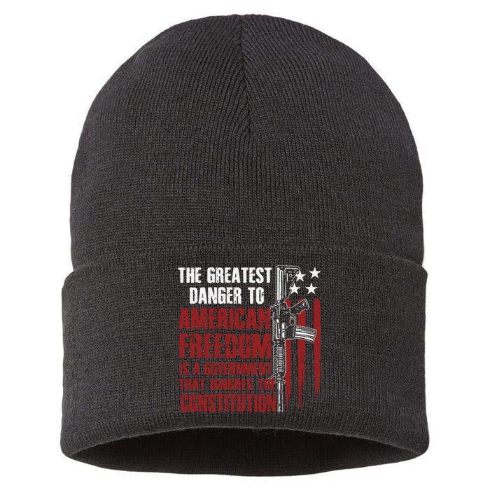 Gun Usa Flag American Freedom Funny Government Sustainable Knit Beanie