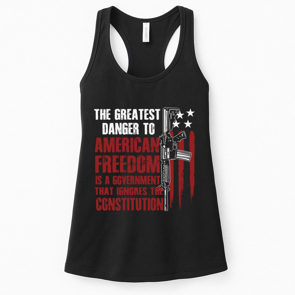 Gun Usa Flag American Freedom Funny Government Womens Tank Top
