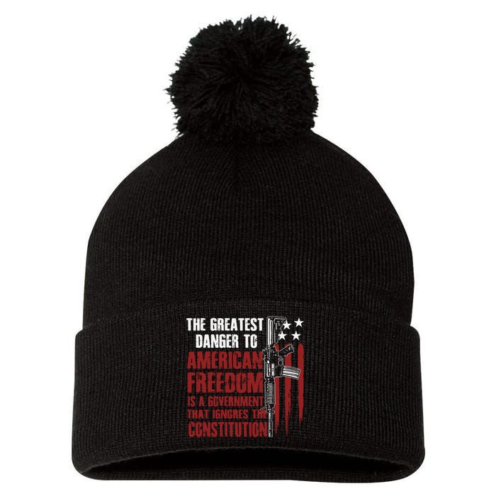 Gun Usa Flag American Freedom Funny Government Pom Pom 12in Knit Beanie