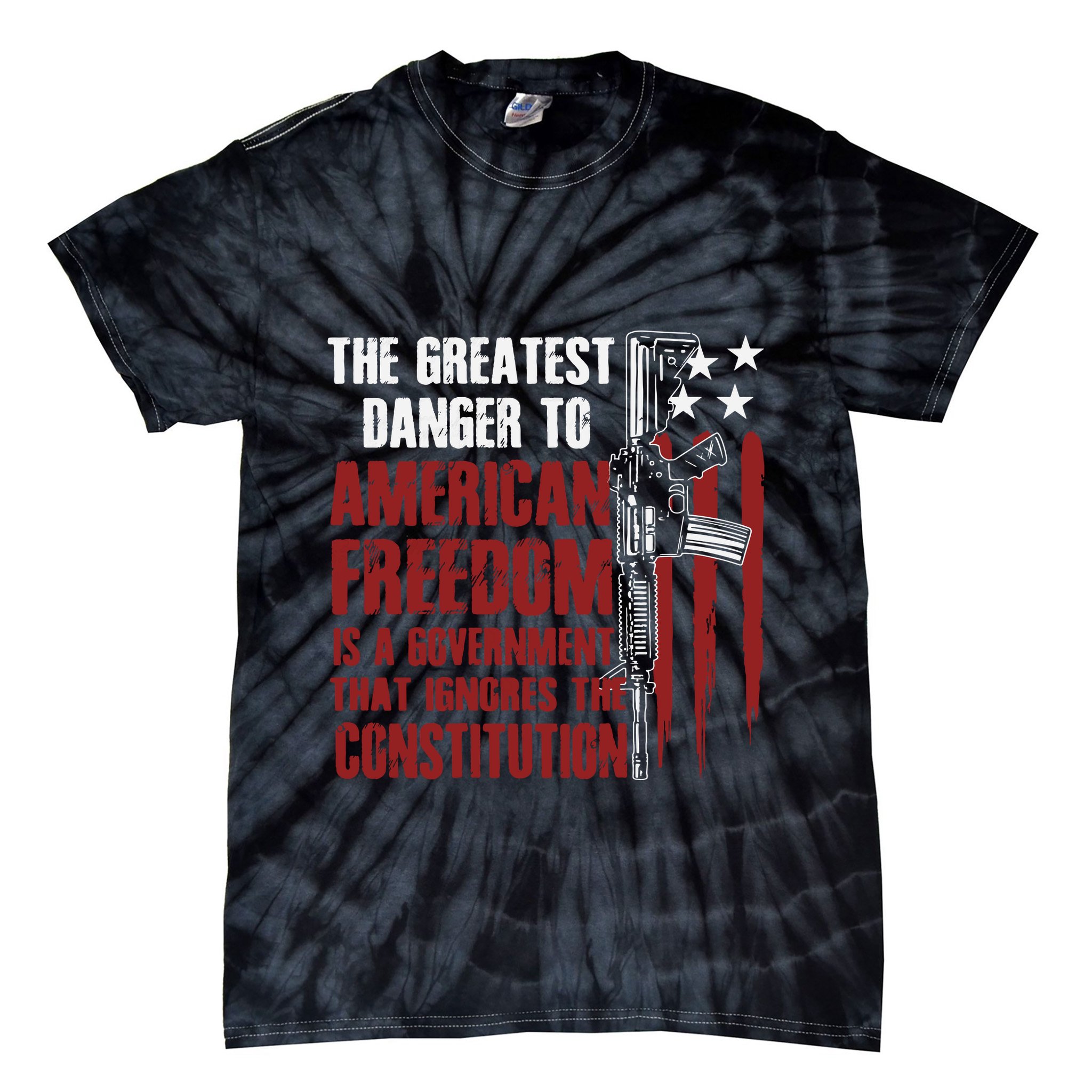 Gun Usa Flag American Freedom Funny Government Tie-Dye T-Shirt