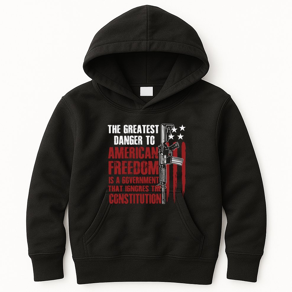 Gun Usa Flag American Freedom Funny Government Kids Hoodie