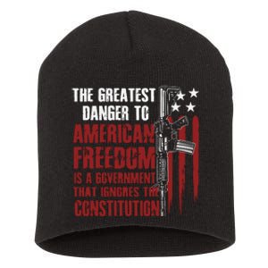 Gun Usa Flag American Freedom Funny Government Short Acrylic Beanie