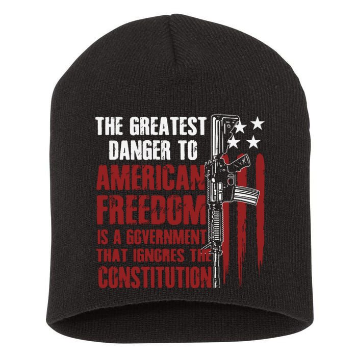 Gun Usa Flag American Freedom Funny Government Short Acrylic Beanie