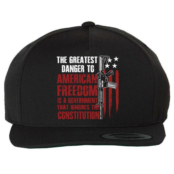 Gun Usa Flag American Freedom Funny Government Wool Snapback Cap