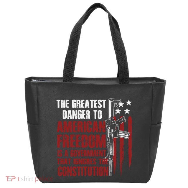 Gun Usa Flag American Freedom Funny Government Zip Tote Bag