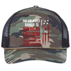 Gun Usa Flag American Freedom Funny Government Retro Rope Trucker Hat Cap