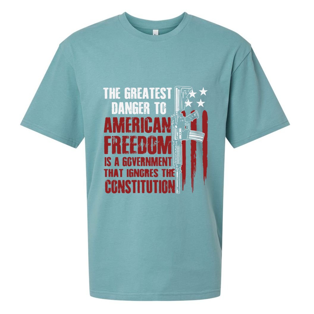 Gun Usa Flag American Freedom Funny Government Sueded Cloud Jersey T-Shirt