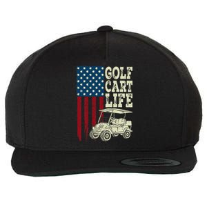 Golf Us Flag Golf Cart Life Wool Snapback Cap