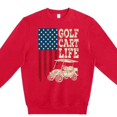 Golf Us Flag Golf Cart Life Premium Crewneck Sweatshirt