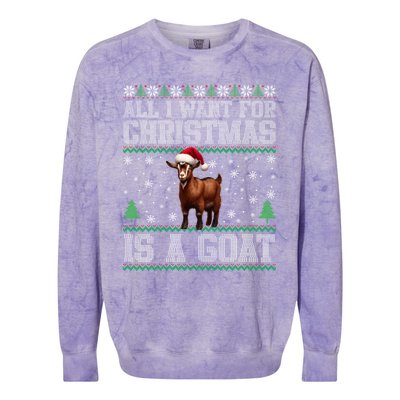 Goat Ugly Funny Christmas Snowflakes Tree Santa Hat Xmas Gift Colorblast Crewneck Sweatshirt