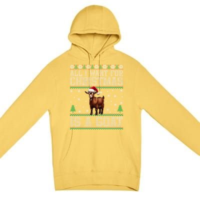 Goat Ugly Funny Christmas Snowflakes Tree Santa Hat Xmas Gift Premium Pullover Hoodie