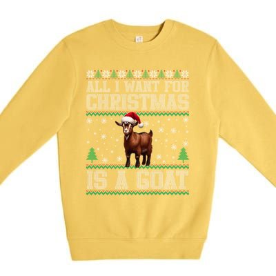 Goat Ugly Funny Christmas Snowflakes Tree Santa Hat Xmas Gift Premium Crewneck Sweatshirt