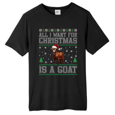 Goat Ugly Funny Christmas Snowflakes Tree Santa Hat Xmas Gift Tall Fusion ChromaSoft Performance T-Shirt