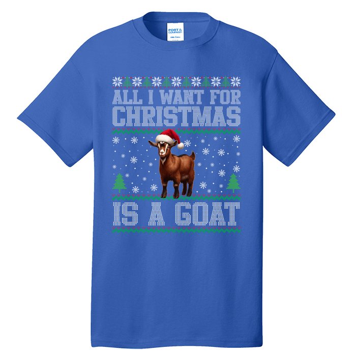 Goat Ugly Funny Christmas Snowflakes Tree Santa Hat Xmas Gift Tall T-Shirt