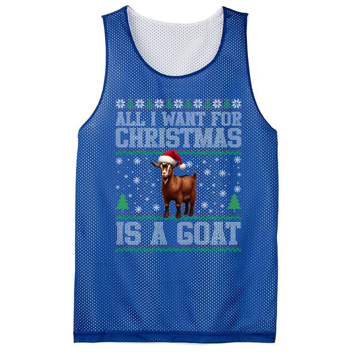 Goat Ugly Funny Christmas Snowflakes Tree Santa Hat Xmas Gift Mesh Reversible Basketball Jersey Tank