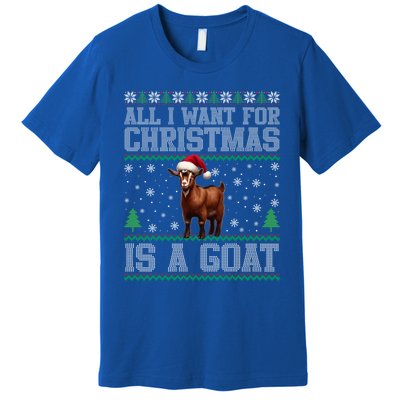 Goat Ugly Funny Christmas Snowflakes Tree Santa Hat Xmas Gift Premium T-Shirt