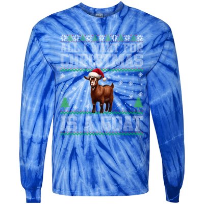 Goat Ugly Funny Christmas Snowflakes Tree Santa Hat Xmas Gift Tie-Dye Long Sleeve Shirt