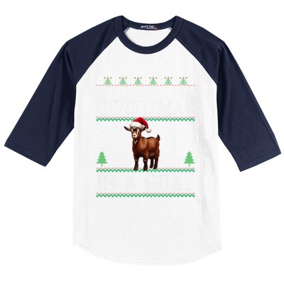 Goat Ugly Funny Christmas Snowflakes Tree Santa Hat Xmas Gift Baseball Sleeve Shirt