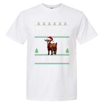 Goat Ugly Funny Christmas Snowflakes Tree Santa Hat Xmas Gift Garment-Dyed Heavyweight T-Shirt