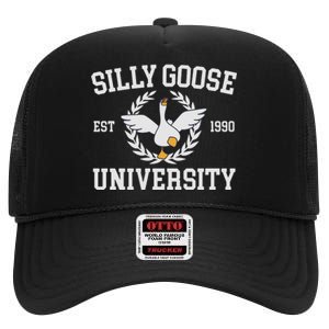 Goose University Funny High Crown Mesh Back Trucker Hat