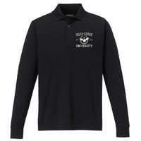 Goose University Funny Performance Long Sleeve Polo