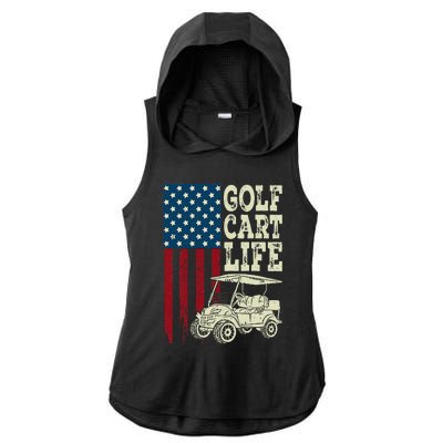 Golf Us Flag Golf Cart Life Gift Funny Golf Ladies PosiCharge Tri-Blend Wicking Draft Hoodie Tank