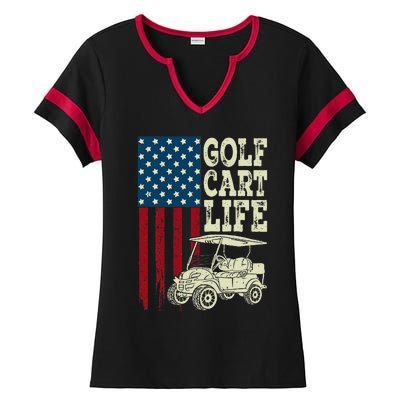 Golf Us Flag Golf Cart Life Gift Funny Golf Ladies Halftime Notch Neck Tee