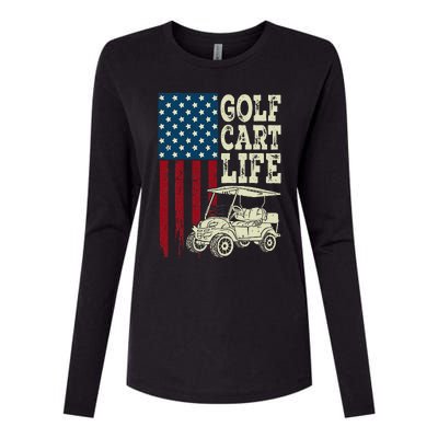 Golf Us Flag Golf Cart Life Gift Funny Golf Womens Cotton Relaxed Long Sleeve T-Shirt