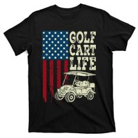 Golf Us Flag Golf Cart Life Gift Funny Golf T-Shirt