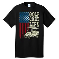 Golf Us Flag Golf Cart Life Gift Funny Golf Tall T-Shirt