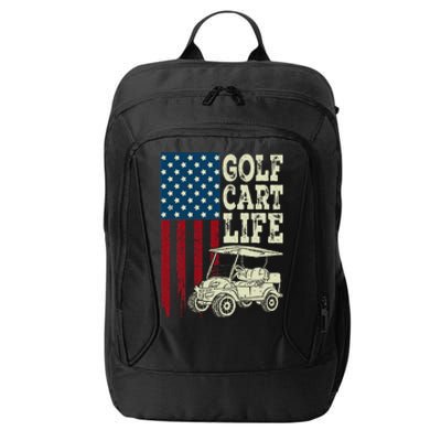 Golf Us Flag Golf Cart Life Gift Funny Golf City Backpack