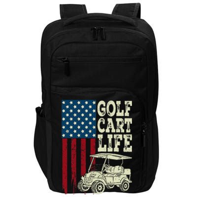 Golf Us Flag Golf Cart Life Gift Funny Golf Impact Tech Backpack