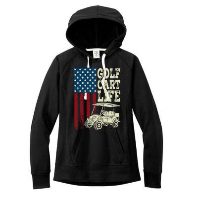 Golf Us Flag Golf Cart Life Gift Funny Golf Women's Fleece Hoodie