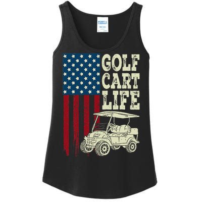 Golf Us Flag Golf Cart Life Gift Funny Golf Ladies Essential Tank