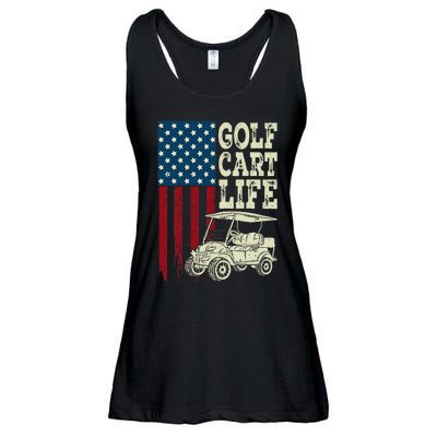 Golf Us Flag Golf Cart Life Gift Funny Golf Ladies Essential Flowy Tank