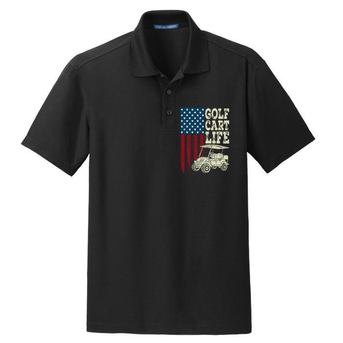 Golf Us Flag Golf Cart Life Gift Funny Golf Dry Zone Grid Polo