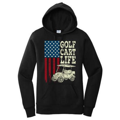 Golf Us Flag Golf Cart Life Gift Funny Golf Women's Pullover Hoodie