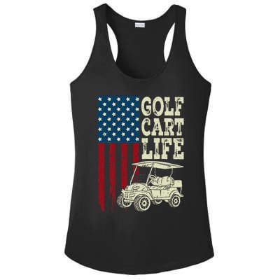 Golf Us Flag Golf Cart Life Gift Funny Golf Ladies PosiCharge Competitor Racerback Tank