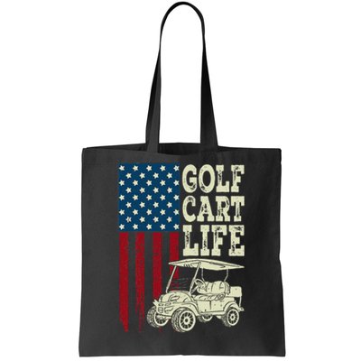 Golf Us Flag Golf Cart Life Gift Funny Golf Tote Bag