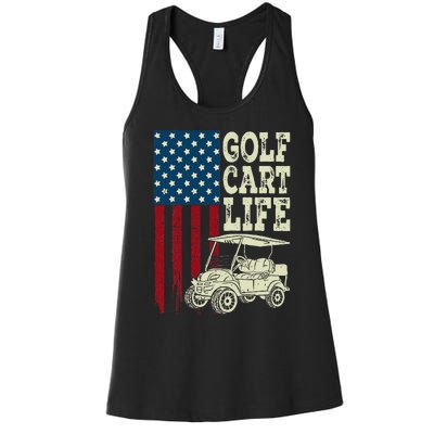 Golf Us Flag Golf Cart Life Gift Funny Golf Women's Racerback Tank