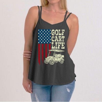 Golf Us Flag Golf Cart Life Gift Funny Golf Women's Strappy Tank