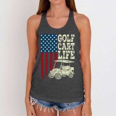 Golf Us Flag Golf Cart Life Gift Funny Golf Women's Knotted Racerback Tank