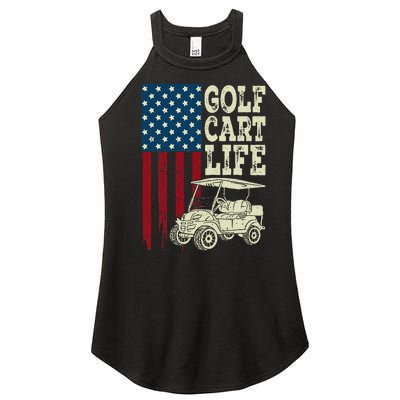 Golf Us Flag Golf Cart Life Gift Funny Golf Women's Perfect Tri Rocker Tank