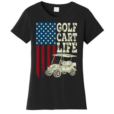 Golf Us Flag Golf Cart Life Gift Funny Golf Women's T-Shirt