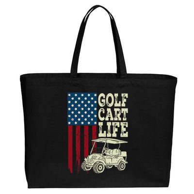 Golf Us Flag Golf Cart Life Gift Funny Golf Cotton Canvas Jumbo Tote