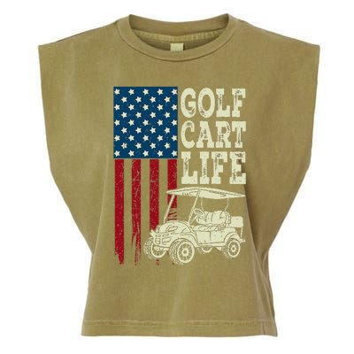 Golf Us Flag Golf Cart Life Gift Funny Golf Garment-Dyed Women's Muscle Tee