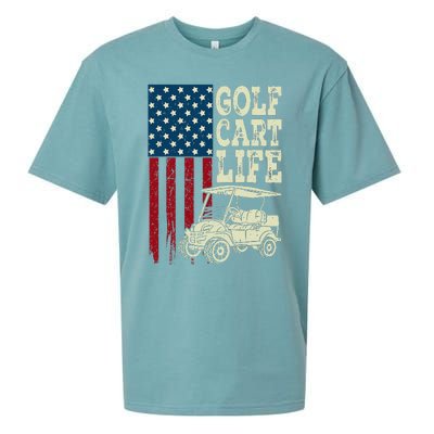 Golf Us Flag Golf Cart Life Gift Funny Golf Sueded Cloud Jersey T-Shirt