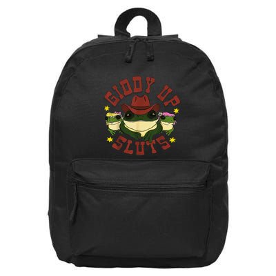 Giddy Up Funny Frogs Funny Western Country 16 in Basic Backpack