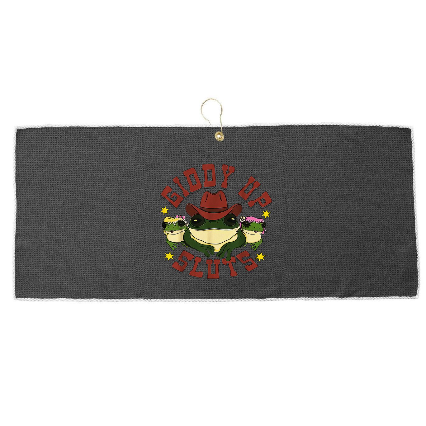 Giddy Up Funny Frogs Funny Western Country Large Microfiber Waffle Golf Towel